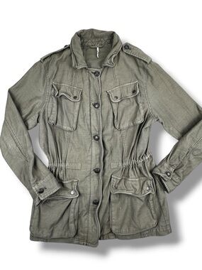 Free People We The Free Olive Green Oversized Military Utility Field Jacket Med